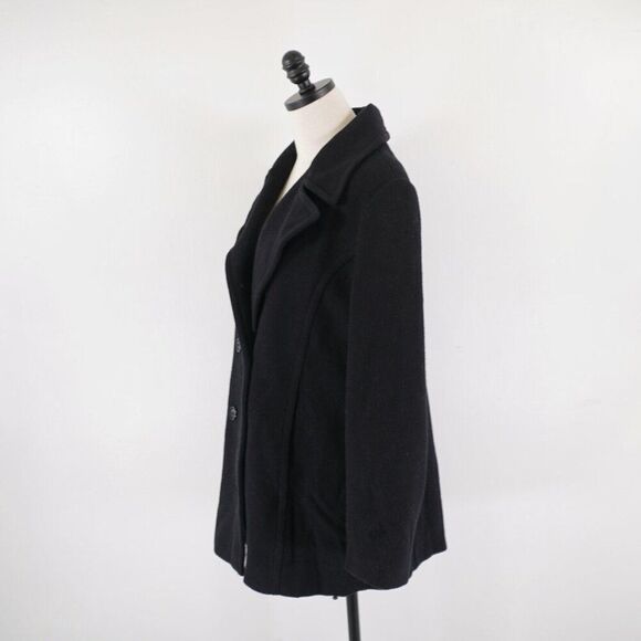 Worthington Black Wool Double Breasted Peak Lapel Size 14 Overcoat - Picture 3 of 9